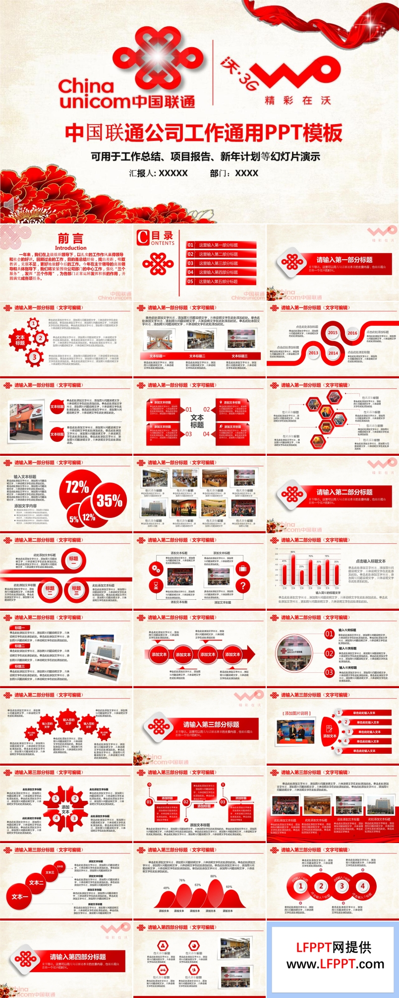 手機運營商聯(lián)通分公司工作通用PPT模板