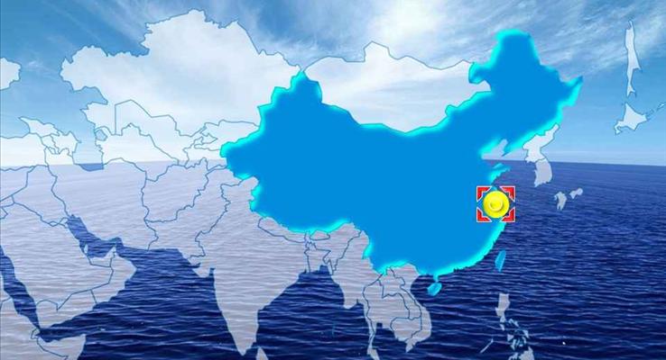 中國地圖定位顯示特效動畫PPT模板