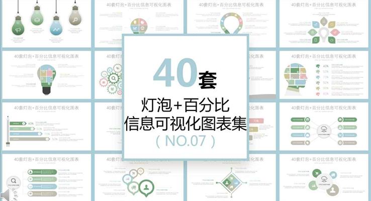 40套燈泡發(fā)給百分比信息可視化圖表PPT模板