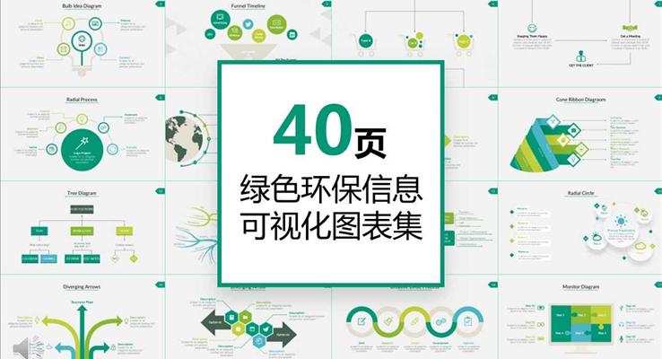 40頁綠色環(huán)保信息可視化PPT圖表合集