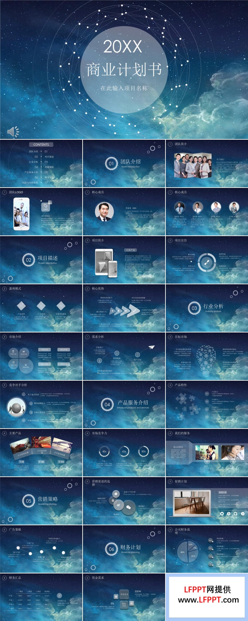 星空風商業(yè)計劃書PPT模板