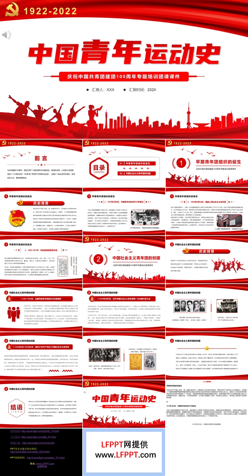 中國青年運動史PPT模板