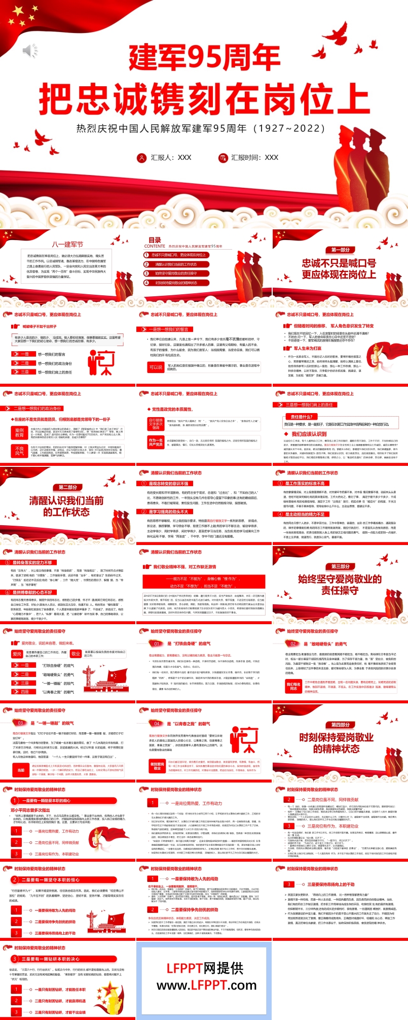 建軍95周年把忠誠鐫刻在崗位上PPT