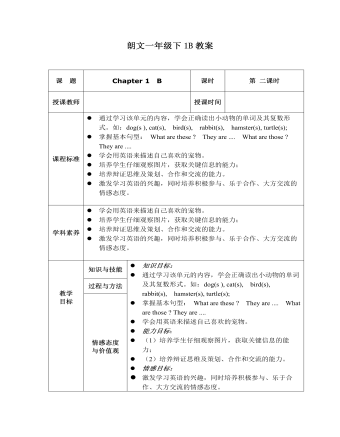 一年級(jí)朗文教材下冊(cè)1B Chapter 1 B