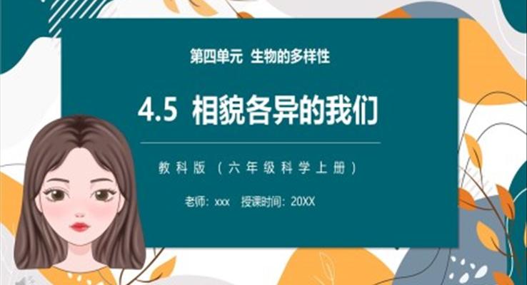 教科版六年級科學(xué)上冊相貌各異的我們PPT課件模板