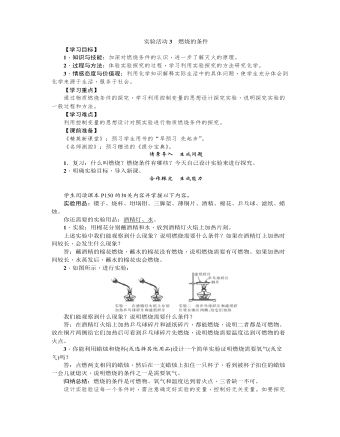 初中化學(xué)人教版九年級(jí)上冊(cè)《實(shí)驗(yàn)活動(dòng)3燃燒的條件》教案