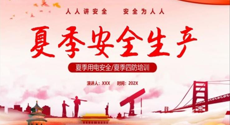 2023夏季安全生產(chǎn)PPT模板人人講安全個個會應(yīng)急