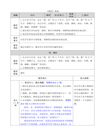 部編人教版四年級下冊《琥珀》教案