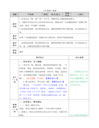 部編人教版四年級下冊《蘆花鞋》教案