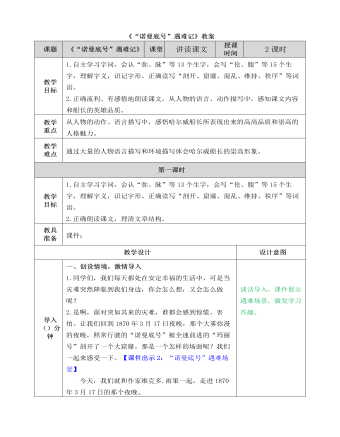 部編人教版四年級(jí)下冊《 “諾曼底號(hào)”遇難記》教案