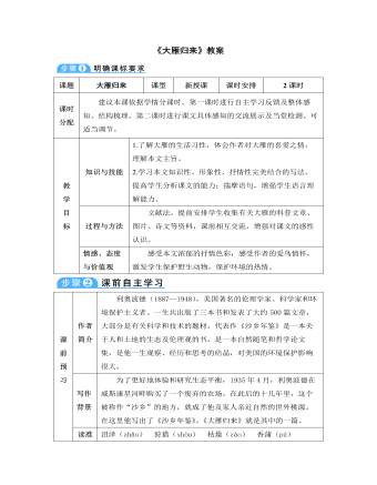 部編版語文八年級下冊《大雁歸來》教案