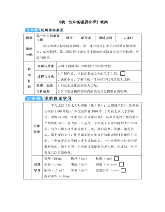 部編版語文八年級下冊《我一生中的重要抉擇》教案