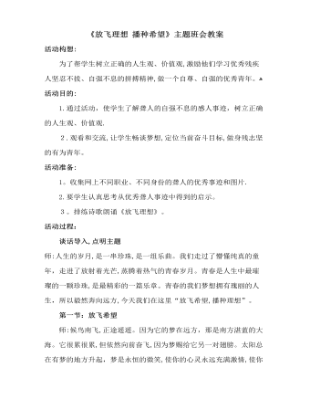 《放飛理想 播種希望》主題班會教案