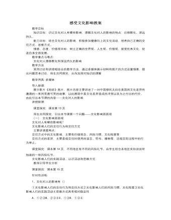 人教版高中政治必修3感受文化影響教案