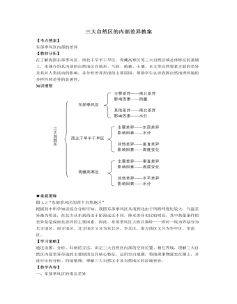 人教版高中地理選修2三大自然區(qū)的內(nèi)部差異教案