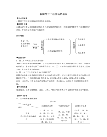 人教版高中地理選修2我國(guó)的三個(gè)經(jīng)濟(jì)地帶教案