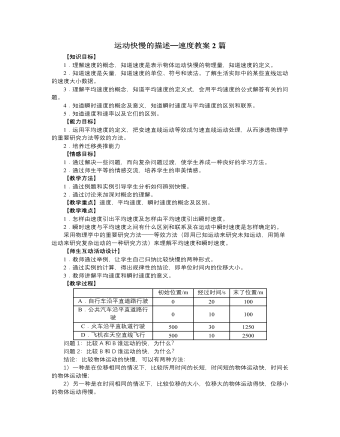 人教版新課標高中物理必修1運動快慢的描述─速度教案2篇