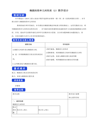 橢圓的簡單幾何性質(zhì)（2）教學(xué)設(shè)計(jì)人教A版高中數(shù)學(xué)選擇性必修第一冊