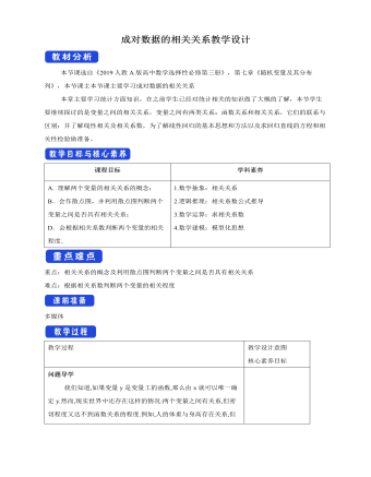 人教版高中數(shù)學選修3成對數(shù)據(jù)的相關(guān)關(guān)系教學設(shè)計