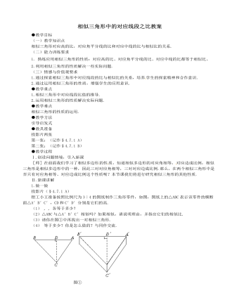 北師大初中數(shù)學(xué)九年級上冊相似三角形中的對應(yīng)線段之比2教案