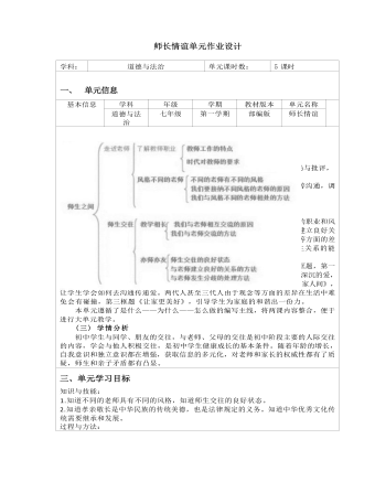 初中道德與法治七年級上冊師長情誼4作業(yè)設(shè)計(jì)