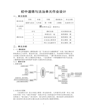 初中道德與法治七年級(jí)上冊(cè)友誼的天空6作業(yè)設(shè)計(jì)